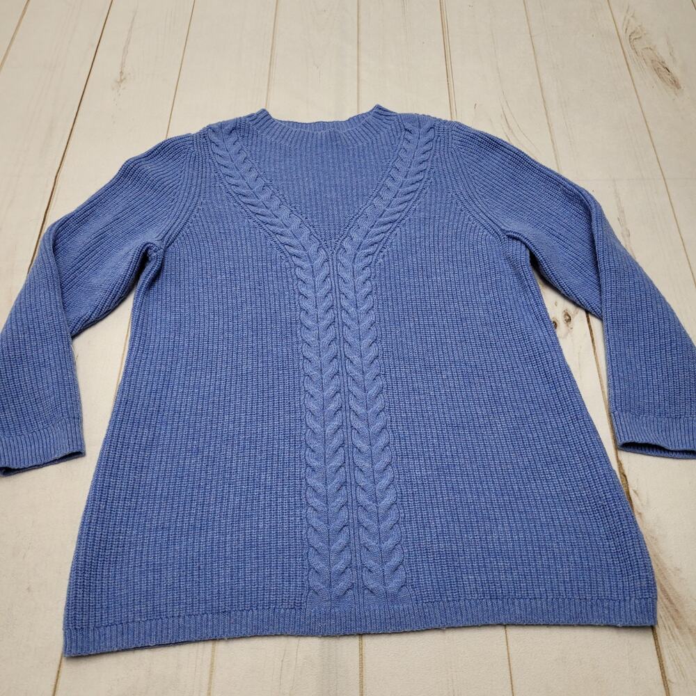 Talbots Lambs wool blend cable knit sweater mock neck plus petite